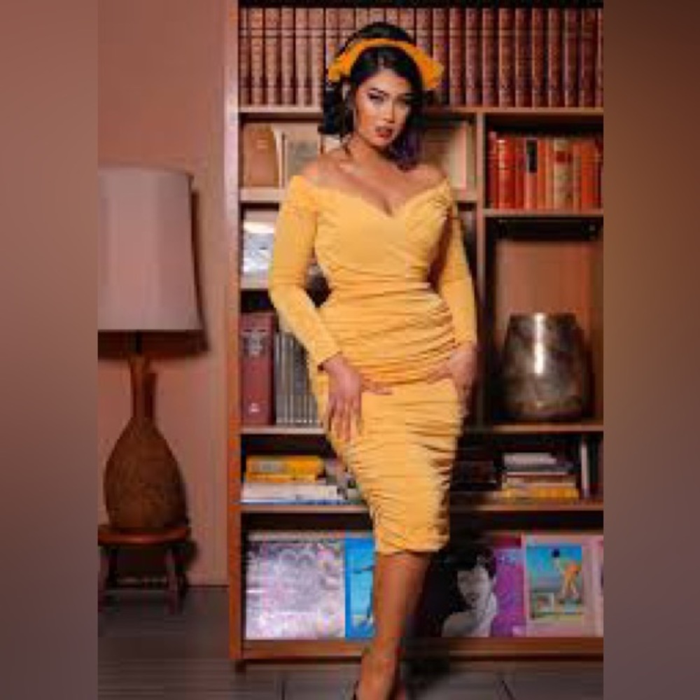 NWOT Pinup Couture Monica Dress in Mustard MEDIUM